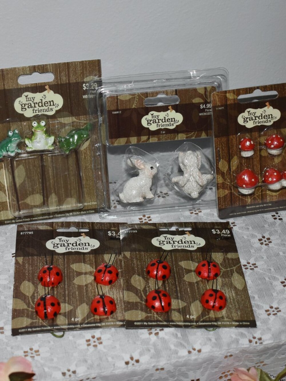 My Garden Friends Spring Miniature Lot - mushroom frog bunny - Cottagecore